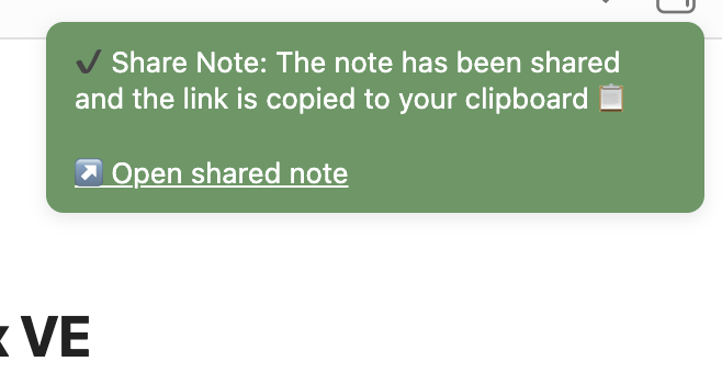 Notification de partage réussi